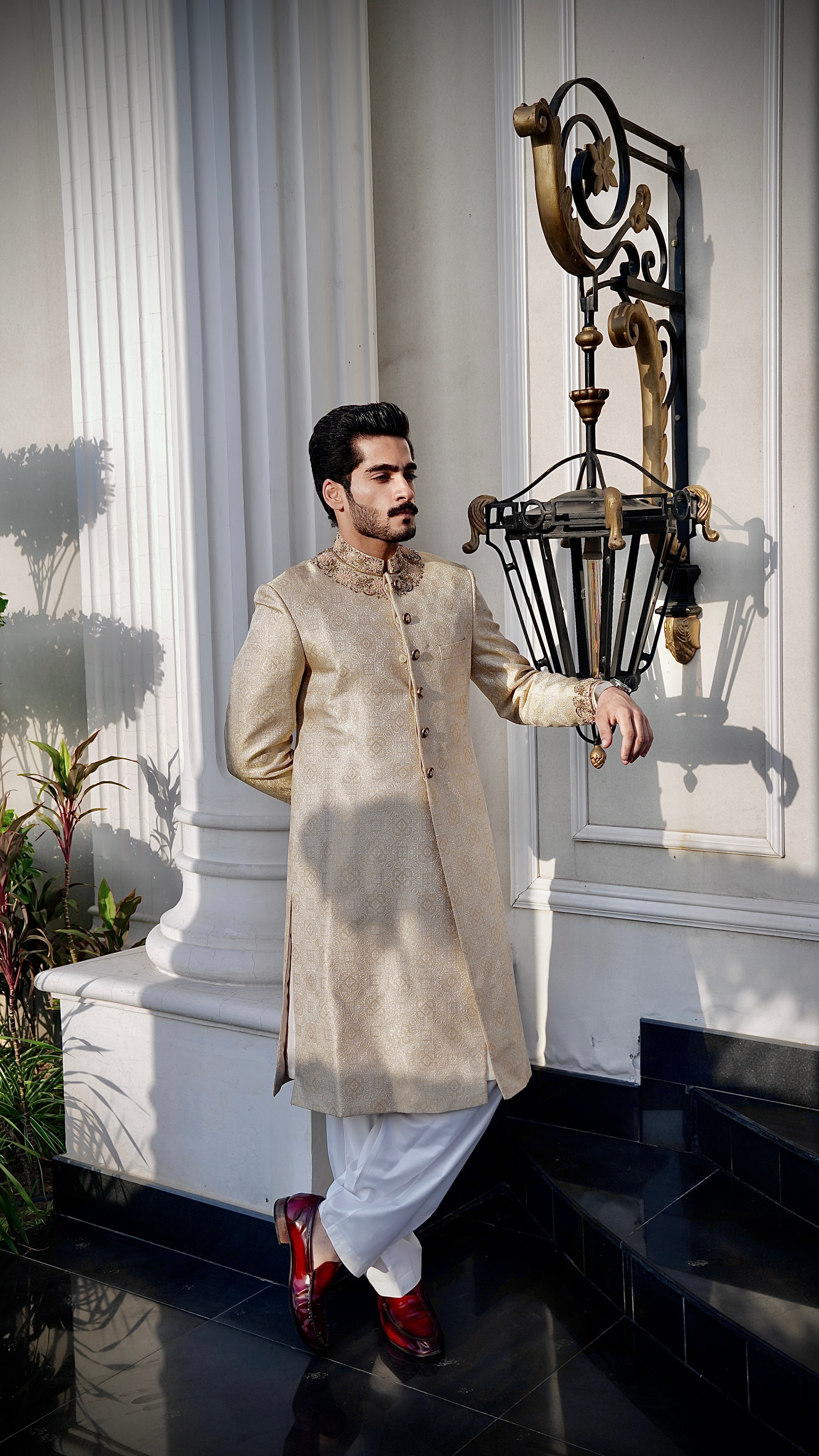 Beige Sherwani