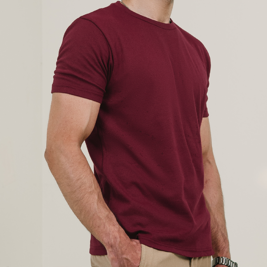 Maroon Basic Crew Neck half sleeves