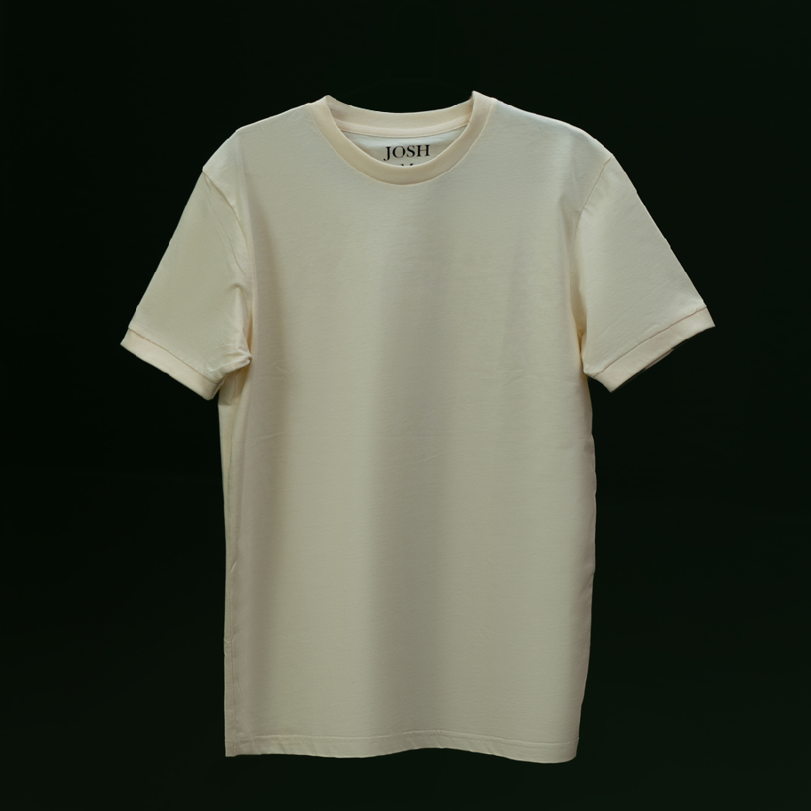 Cream White Basic Crew Neck T-Shirt